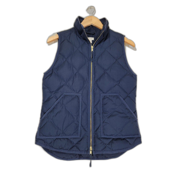 J Crew Navy Blue Women's Down Puffer Vest - XS - Picture 1 of 7